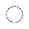 Crown of thorns icon. Crown of thorns round frame. Vector illustration isolated on white Royalty Free Stock Photo