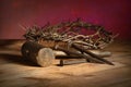 Crown of Thorns, Mallet and Nails Royalty Free Stock Photo