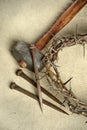 Crown of Thorns, Nails and Hammer Royalty Free Stock Photo