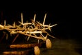 Crown of thorns and nails symbols of the Christian crucifixion in Easter Royalty Free Stock Photo