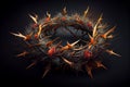 Crown of thorns Passion and Resurection. Easter card, Good Friday. Generative AI