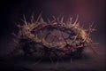 Crown of thorns Passion and Resurection. Easter card, Good Friday. Generative AI