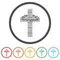 Crown of thorns, wooden cross icon. Set icons in color circle buttons Royalty Free Stock Photo