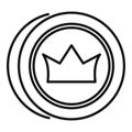 Crown token icon outline vector. Badge emblem