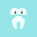 Crown tooth with emotional face, cute colorful vector icon illustration