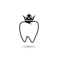 Crown on tooth icon with shadow Royalty Free Stock Photo