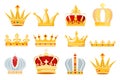 Crown vector golden royal jewelry symbol of king queen and princess illustration sign of crowning prince authority set