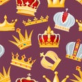 Crown vector golden royal jewelry symbol of king queen and princess illustration sign of crowning prince authority set Royalty Free Stock Photo