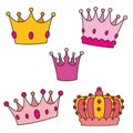 Crown vector set on white background Royalty Free Stock Photo