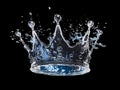 Crown with water splash isolated on black background. 3d render. Made with Generative AI Royalty Free Stock Photo