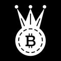 Crown, bitcoin solid icon. vector illustration isolated on black. glyph style design, designed for web and app. Eps 10 Royalty Free Stock Photo