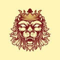 Crowned lion style vintage illustration vector