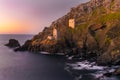 Sunset at Crowns Engine Houses at Botallack - Tin and Copper mine in Cornwall England. Royalty Free Stock Photo