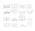 Crowns with gems and diamonds set. A symbol of authority. Headpiece of the King. Icon denoting success and insignia Royalty Free Stock Photo