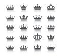 Crowns icon set black silhouettes isolated on a white background Royalty Free Stock Photo