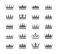 Crowns icon set black silhouettes isolated on a white background Royalty Free Stock Photo