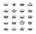 Crowns icon set black silhouettes isolated on a white background Royalty Free Stock Photo