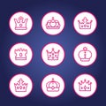 Crowns line round icons Royalty Free Stock Photo