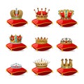 Crowns On Pillows Icon Set