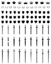 Crowns, shields, swords and wreaths Royalty Free Stock Photo