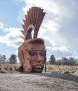 Croy/scotland - April 9th 2021: Roman head sculpture