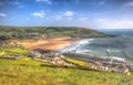 Croyde beach Devon England UK in colourful hdr Royalty Free Stock Photo
