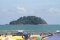 Guarau beach people leisure island blue sky Peruibe