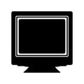 CRT Monitor Silhouette. Black and White Icon Design Element on Isolated White Background