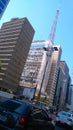 Paulista avenue building rapair facade detail and blue sky