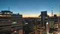 Skyline Sao Paulo city, sunset blue and yellow buildings