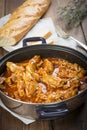 Crubeens with tomato sauce and bread Royalty Free Stock Photo