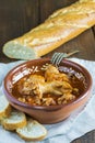 Crubeens with tomato sauce and bread Royalty Free Stock Photo