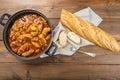 Crubeens with tomato sauce and bread