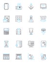 Crucial corporation linear icons set. Technology, Security, Innovation, Performance, Storage, Memory, Reliability line