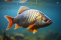 Crucian carp, river fish, natural beauty in freshwater habitat