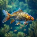 Crucian carp, river fish, natural beauty in freshwater habitat