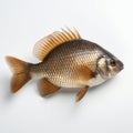 Crucian crap fish on white background