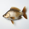 Crucian crap fish on white background