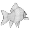 Crucian fish polygonal lines illustration.