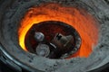 Crucible in furnace