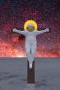 Crucified Astronaut with Halo Royalty Free Stock Photo