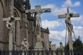 Crucified stone sculptures at Saint Viktor cathedral in Xanten, Germany