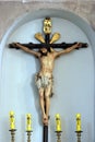 Crucifix, altar of the Holy Cross in the Saint Joseph church in Vela Luka, Croatia