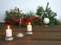 Crucifix, and candles prepared for pastoral visit during Christmas