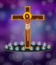 Jesus christ cross illustrations bokeh background