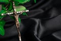 Crucifix Cross leaf on black background Royalty Free Stock Photo