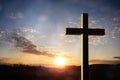 Crucifix cross at sunset background, crucifixion of Jesus Christ