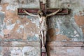 Crucifix with the figure of Jesus on the church wall Royalty Free Stock Photo