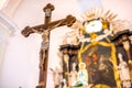 Crucifix, Jesus on the cross in church. Royalty Free Stock Photo