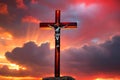 Crucifix, jesus on the cross with ray of light. Royalty Free Stock Photo